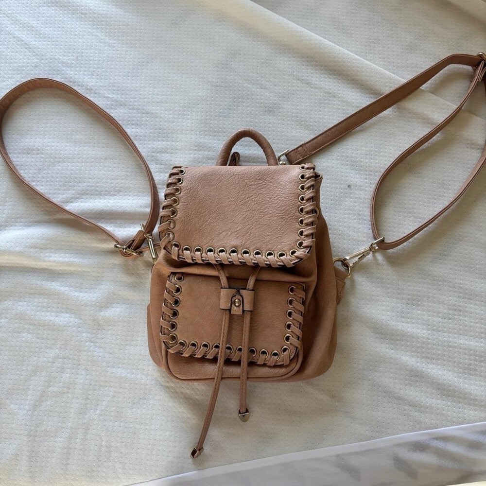 Tan and brown boho backpack
